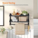 HOOBRO 23.8" Towel Rack for Bathroom, 3 Tier Towel Shelf with Tower Bars, Bathroom Storage Organizer for Towels and Toiletries, Towel Holder Wall Mounted with 2 Hooks, Black BK08LB01 - Image 4