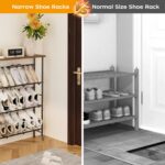 JZM Shoe Rack Storage, Narrow 4 Tier Metal Shoe Storage Shelf, Free Standing Shoe Racks, Space Saving Shoe Rack Organizer for Entryway, Hallway, Bedroom, Living Room(12-16 Pair) - Image 4