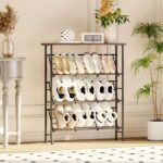JZM Shoe Rack Storage, Narrow 4 Tier Metal Shoe Storage Shelf, Free Standing Shoe Racks, Space Saving Shoe Rack Organizer for Entryway, Hallway, Bedroom, Living Room(12-16 Pair) - Image 5
