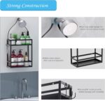 Meangood Shower Caddy, 10.4" x 4.5" x 22.04" Hanging Shower Caddy Organizer Over Shower Head Big Capacity for Shampoo, Conditioner with Hooks for Razor/Sponge, Matte Black - Image 7