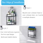 Meangood Shower Caddy, 10.4" x 4.5" x 22.04" Hanging Shower Caddy Organizer Over Shower Head Big Capacity for Shampoo, Conditioner with Hooks for Razor/Sponge, Matte Black - Image 8