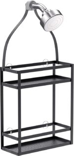 Meangood Shower Caddy, 10.4" x 4.5" x 22.04" Hanging Shower Caddy Organizer Over Shower Head Big Capacity for Shampoo, Conditioner with Hooks for Razor/Sponge, Matte Black - Image 9