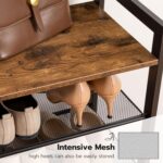 HOOBRO Hall Tree with Bench, Coat Rack with Shoe Storage, Shoe and Coat Rack, 5-Tier Entryway Shoe Storage, 5 Hooks, for 12-16 Pairs, Industrial, Hallway, Foyer, Mudroom, Rustic Brown BF74MT01 - Image 6