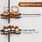 KEGII Shower Caddy Corner Tension Pole with 2 Suction Cup Soap Dishes, Rustproof 4-Tier Adjustable Bathroom Organizer, No-Drill Shower Storage Rack for, Fits 25–114.2 Inch, Black - Image 7