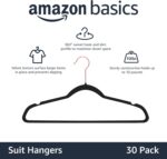Amazon Basics Slim Velvet Non-Slip Space Saving Sturdy Suit Clothes Hangers, Closet Organizer, Black/Rose Gold, 30-Pack - Image 3