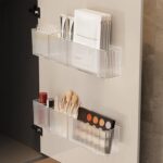 2 Pack Bathroom Makeup Organizer Wall Mount Clear Bathroom Organizers and Storage with 3 Compartments Plastic Storage Organizer Bins Floating Shelves for Wall, Narrow Space, Office, Bedroom 14''Length - Image 2