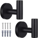 2 Pack Bathroom Towel Hooks Wall Mount Hooks Matte Black Towel Racks Coat Hooks, Heavy Duty Robe Hook Holder for Kitchen Garage Home Hotel Office Cabinet - Image 2