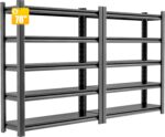2 Sets Metal Garage Shelving Unit,78"H Heavy Duty 5-Tier Adjustable Storage Rack,18"D x 48"W x 78"H Steel Shelving,3000 lbs Industrial Shelves for Heavy Tools and Equipment,Ideal for Garage, Basement - Image 2