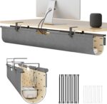 2-in-1 Under Desk Cable Management Tray & Privacy Panel, Dual-Sided Felt Cord Organizer to Hide Wires and Clutter, Desk Mount Cord Holder for Office and Home, Clamp or Screw Mount (Gray/Khaki, 45.3") - Image 2