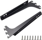 2Pcs 7.6" Single Track System Bracket Upright Bracket Shelf Bracket for Shelves Shelf Install, Bookshelf, Garden Boards, Shelving System and Organization, Black - Image 2