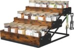 3 Tier Spice Rack Organizer for Cabinet, Foldable Spice Rack for Countertop, Cabinet Drawers Rustic Wooden Seasoning Spice storage for Kitchen Station, Pantry, Home - 1PC - Image 2