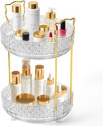 360 Rotating Makeup Organizer for Vanity, 2Tier Adjustable Perfume Organizer for Dresser, Multi-Function Spinning Cosmetics Skincare Storage for Bedroom, Dresser, Countertop, Clear - Image 2