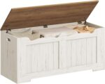 39.4" Storage Chest, Storage Bench Trunk with 2 Hinge, Wooden Box, Lift-Top Chest Organizer, Shoe Bench for Entryway, Bedroom, Living Room, White and Brown SB01014B - Image 2