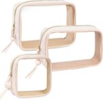 3Pcs Travel Clear Makeup Bag Set for Women, Transparent Toiletry Bag with Zipper Portable Makeup Pouch Organizer Waterproof Small Cosmetic Bag Compact Car Bag Organizer Car Accessories (White Set) - Image 2