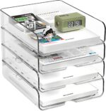 4-Tier Paper Organizer for Desk, Stackable Desk Organizer Paper Tray, Ideal for Office Supplies, A4 Storage (Clear, 4-Tier) - Image 2