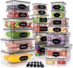 40 PCS Plastic Food Storage Containers with Lids Airtight, BPA-Free Leakproof Meal Prep Containers Reusable,Microwave & Dishwasher & Freezer Safe,Includes Labels & Pen - Image 2