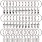 40 Pack White Curtain Rings with Clips, Curtain Hooks Hangers Clip Rings for Hanging Drapes Bows Hat, Drapery Rings 1.26 in I D, Fits up to 1 in Diameter Curtain Rod. - Image 2