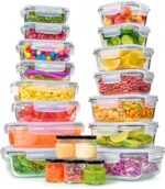 40pc Set Glass Food Storage Containers & Bowls with Airtight Lids - Leakproof BPA-Free Meal Prep Airtight Stackable Lunch Boxes, Kitchen Pantry & Storage Organizers - Microwave Freezer Dishwasher Safe - Image 2