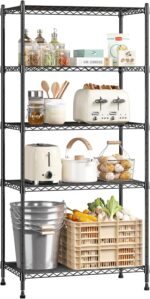 5-Tier Shelf 1010LBS Storage Shelves Adjustable Wire Shelving Metal Shelving Unit Storage Rack for Kitchen Pantry Closet Laundry School Commercial 59.4" Hx21.5 W x13.6 D - Image 2