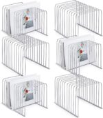 6 Pcs Desktop Organizer Wire Desk File Organizer Vertical Metal Stand up File Stand for Office Home, 11 Sections (Silver) - Image 2