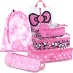 6 Set Kids Packing Cubes for Travel Carry On, Space Saving Compression Bags for Packing In Suitcase, Cute Pink Packing Organizers for Luggage Storage Girls Gift Trip and Family Vacation - Image 2