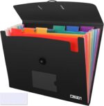 7 Pocket Accordian File Folders, Expanding File Folder A4 Letter Size Paper Portable Document Organizer-Black - Image 2