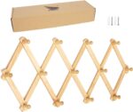 AMAPON Accordion Style Expandable Wall Wooden Coat Rack 13 Hooks (Pegs) Hang Hats Jackets Coffee Mug Purses Necklaces Towels Cap Leash Scarves Data Line Kitchenware - Image 2