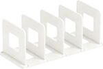 Adjustable Book Shelf Organizer 4 Section Vertical Plastic File Holder Book & Magazine Rack Folder Sorter Book Organizer for Office Home Closet & Handbag Storage (White) - Image 2