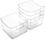 BINO | Plastic Storage Bins - 4 Pack | THE LODGE COLLECTION | Clear Storage | Containers for Organizing with Handles | Pantry Kitchen Organization | Fridge Organizer | Bathroom | Shelves Cabinet - Image 2