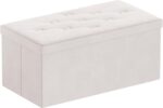 BRIAN & DANY Folding Storage Ottoman Bench, Ottoman with Storage, Foot Rest, Benches Seat for Bedroom, Living Room, Entryway, Long Shoes Bench, 15.7" x 31.5" x 15.7" White - Image 2