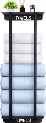 Bathroom Towel Storage Rack,30 Inch Towel Racks for Bathroom Wall Mounted with Shelf Can Holds 8 Large Towels, Metal Wall Towel Rack for Rolled Towels,Folded Towels (Black) - Image 2
