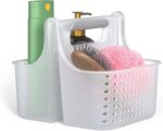 Brookstone Modern Large Portable Shower Caddy with Soft Silicone Carrying Handle, Bathroom Organizer Basket, Plastic Bath Tote and Shower Organizer, Quick Dry Drainage Holes, BPA Free, Clear - Image 2