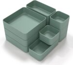 CHANCETSUI 11-Piece Stackable Drawer Organizer Set, Multi-size Desk Drawer Organizer Trays Vanity Storage Bins for Storing Makeup, Stationery, Utensils in Bathroom Dresser, Office and Kitchen - Image 2