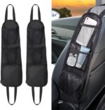 Car Organizer Front Seat, 2PCS Multi-Pocket Car Storage Organizer with Mesh Net, Durable Car Camping Essentials, Universal Car Seat Side Organizer for Cars, SUV & Truck(Black) - Image 2
