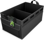 Car Trunk Organizer - 50L Collapsible Car Organizer with Non Slip Bottom for Groceries, Trunk Storage with Base Panel for SUV Sedan Van, 2 Compartments (Black, Small) - Image 2