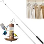 Clothing Hook Pole,51 Inch Closet Pole Reach with Hook Stainless Steel Sponge Handle Length Clothes Hook Pole Get Clothes From High Places Be Used Shutters Ceiling - Image 2