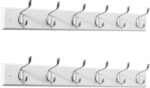 Coat Rack Wall Mount 2 Pack, White Coats Hangers with 6 Metal Silver Hooks for Hanging Jacket, Coat and Bags Hook Single Prong, Wall-Mounted Hanging Hooks for Hats, Clothes in the Entryway, Bedroom - Image 2