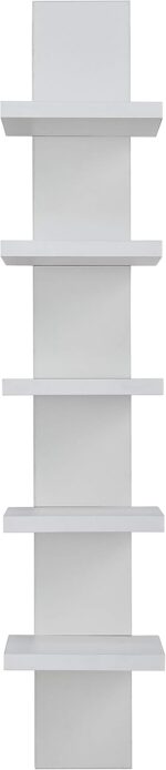 Danya B 5 Tier Wall Shelf Unit Narrow Smooth Laminate Finish - Vertical Column Utility Shelf Floating Storage Home Decor Organizer 5.1" x 6" x 30" (White) - Image 2