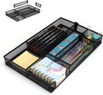 Desk Drawer Organizer Tray, 4 to 6 Grid Drawer Divider with 2 Adjustable Compartments, Metal Mesh Desk Organizer for Stationery Makeup Kitchen Toolroom School &Office, 12.6x8.26x1.57 in,1 PC - Image 2