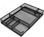 Desk Drawer Organizer Tray with Adjustable Compartments, 6 Grid Metal Mesh Drawer, Multi-use Desk Organizer Storage Box Set for Office,Home,School Supplies, 12.6X9X1.9 inch - Image 2