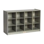 ECR4Kids 12 Cubby Mobile Tray Storage Cabinet, 3x4, Classroom Furniture, Grey Wash - Image 2