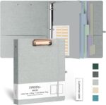 EYROZILL 3 Ring Binder, 1 Inch Linen Binder Organizer for Letter Size (8.5" x 11") with 5 Tab Dividers, File Folder Labels and Low Profile Clipboards, School and Office Supplies-Light Grey - Image 2
