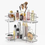 FOLLOWIN 2 Tier Bathroom Countertop Corner Organizer,Countertop Perfume Tray,Vanity Counter Shelf,Skincare Makeup Cosmetic Vanity Organizers,Silver - Image 2