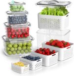 Fruit Storage Containers for Fridge - 5 Size Berry Containers for Fridge Keep Fresh with Colanders and Vent Handle Lids, Clear Vegetable Storage Containers for Refrigerator, Lettuce Keeper - Image 2