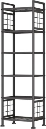 GIOTORENT 6-Wire Standing Storage Shelf for Bathroom Organizers and Storage & Laundry Room Organization, Metal Shelving Unit Pantry Rack for Kitchen & Bathroom, Black - Image 2