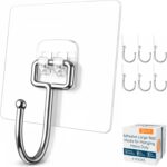 GLUIT Adhesive Large Wall Hooks for Hanging Heavy Duty 22 lbs Hooks for Walls No Drill, Towel Sticky Clear Hooks, Waterproof, Home, Bathroom, Kitchen, Office, and Outdoor 6 Pack - Image 2