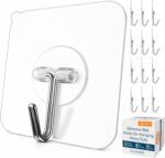 GLUIT Adhesive Wall Hooks for Hanging Heavy Duty 22 lbs Hooks for Walls No Damage, Towel Sticky Clear Hook, Waterproof, Home, Bathroom, Kitchen, Office, and Outdoor 12 Pack - Image 2
