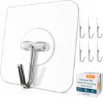 GLUIT Adhesive Wall Hooks for Hanging Heavy Duty 22 lbs Hooks for Walls No Drill, Towel Sticky Clear Hook, Waterproof, Home, Bathroom, Kitchen, Office, and Outdoor 6 Pack - Image 2