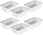 Glad Plastic Storage Basket Set - Multipurpose Drawer Trays, Kitchen Pantry Containers, and Bathroom Bins - 6 Pack Medium Organizers, White - Image 2
