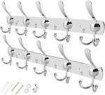 GlazieVault Coat Rack Wall Mount - Stainless Steel Coat Hooks (2 Pack) - Heavy Duty Wall Hooks for Clothes & Accessories (Silver Tri) - Image 2